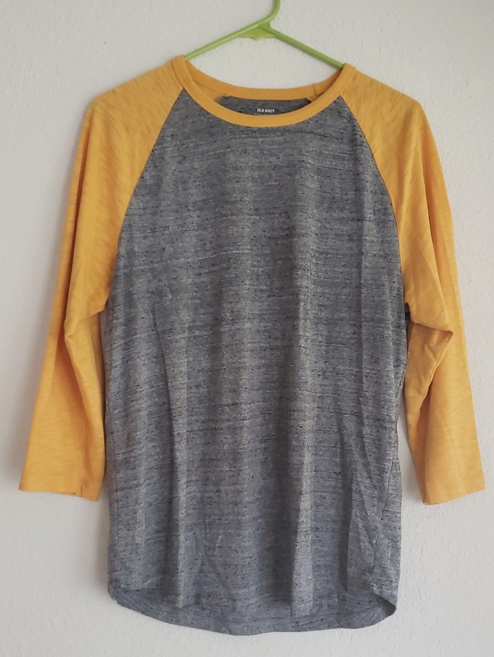 Old Navy Men's Gray Body with Yellow Raglan Tee